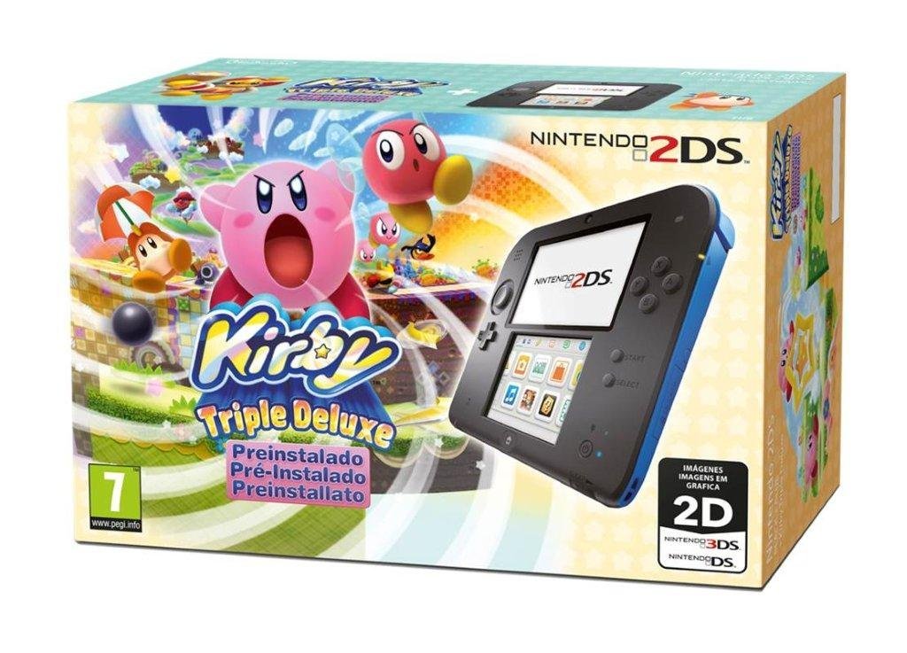 2ds_bundle_kirby_7.jpg Nintendo 2DS + Kirby Triple Deluxe Bundle - Console Colore: Blu + Nero - immagine 1