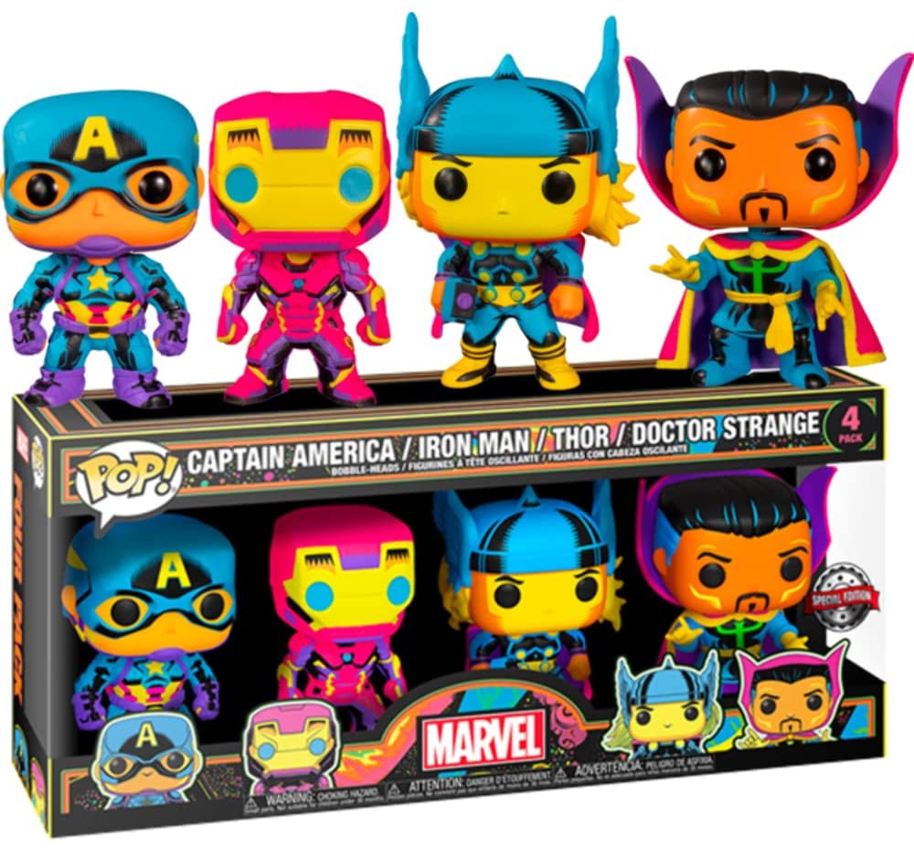 71hstkvrsrl._ac_sl1000_.jpg Funko Pop! Marvel 4 Pack - Captain America / Iron Man / Thor / Doctor Strange - 935 - Bobble Head - immagine 1