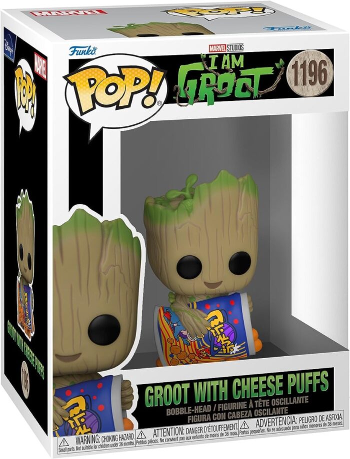 Funko Pop! Marvel Studios I Am Groot - Groot With Cheese Puffs - 1196 - Bobble Head - immagine 2