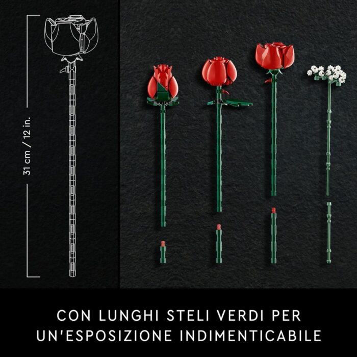 LEGO Icons Flowers - Bouquet di Rose - 10328 - immagine 3