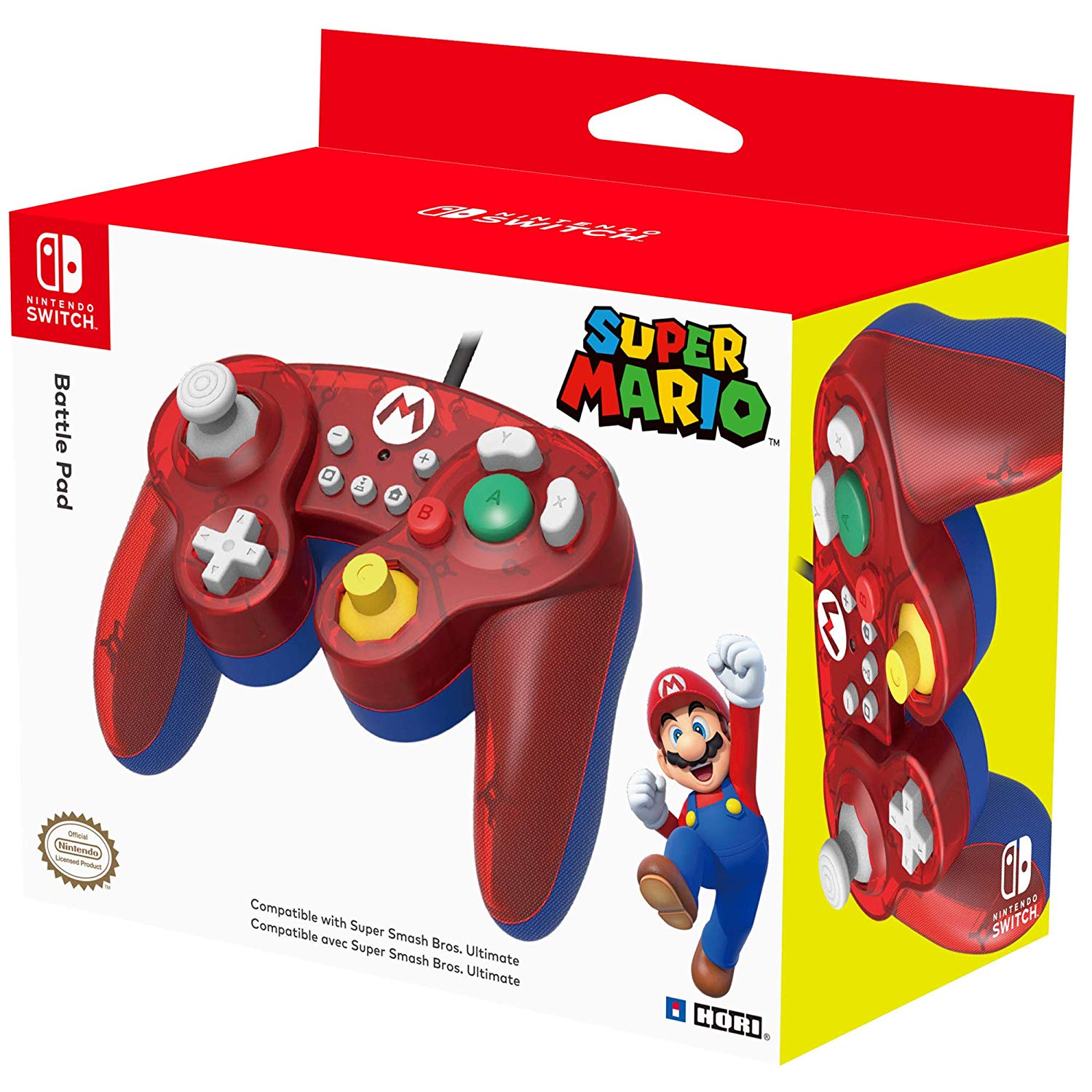 81lvwvsozsl._sl1500__7.jpg Controller Hori - Battle Pad - Mario (Switch) - immagine 1