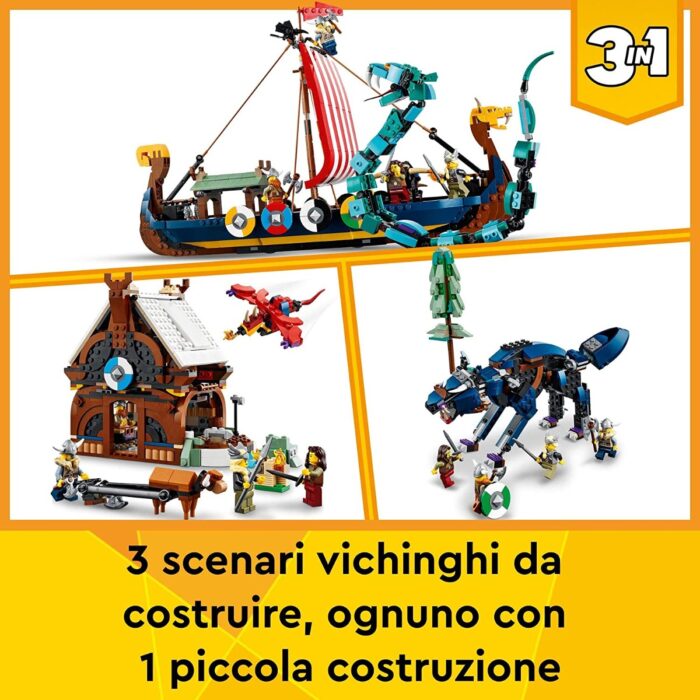 LEGO Creator 3 in 1 Expert - Nave vichinga e Jörmungandra - 31132 - immagine 7