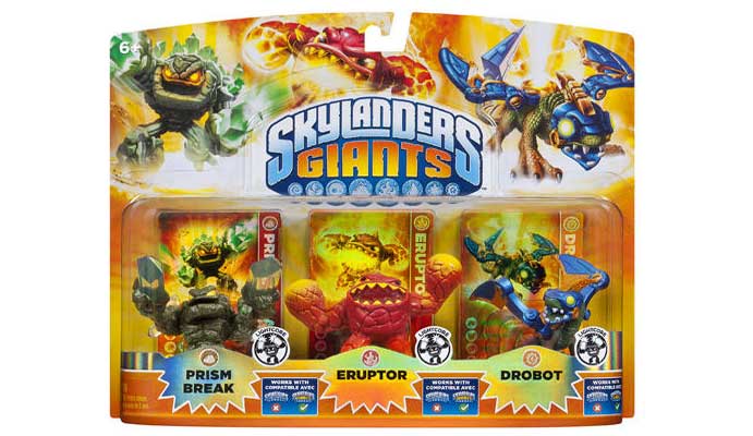 Set di 3 Personaggi Lightcore Skylanders Giants - Drobot + Prism Break + Eruptor - immagine 1